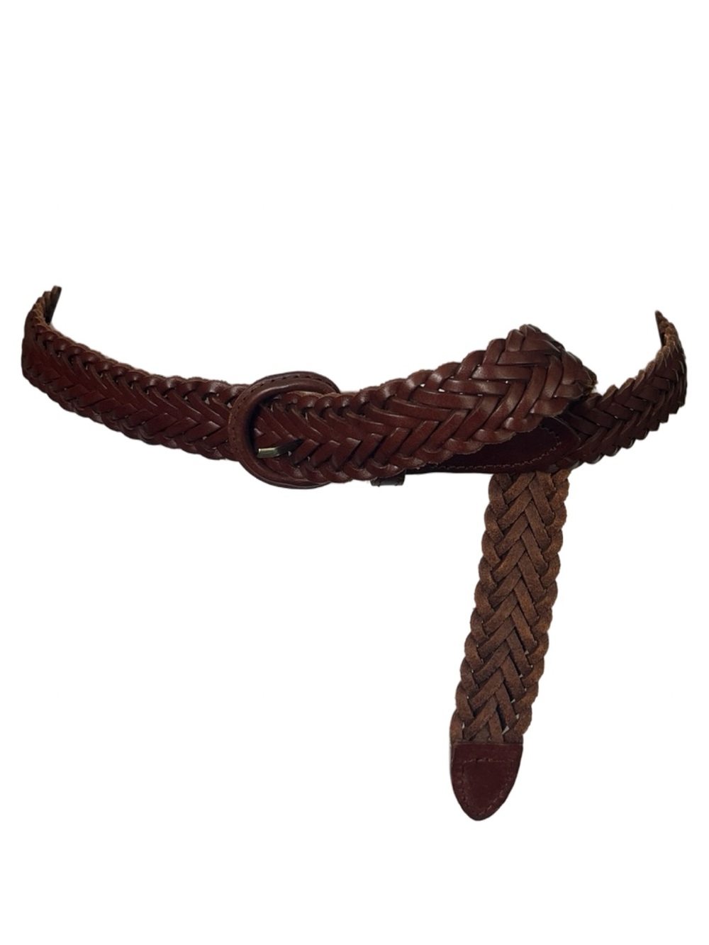 Braided Brown Leather Belt Classic Neutral Adult Adjustable Classic